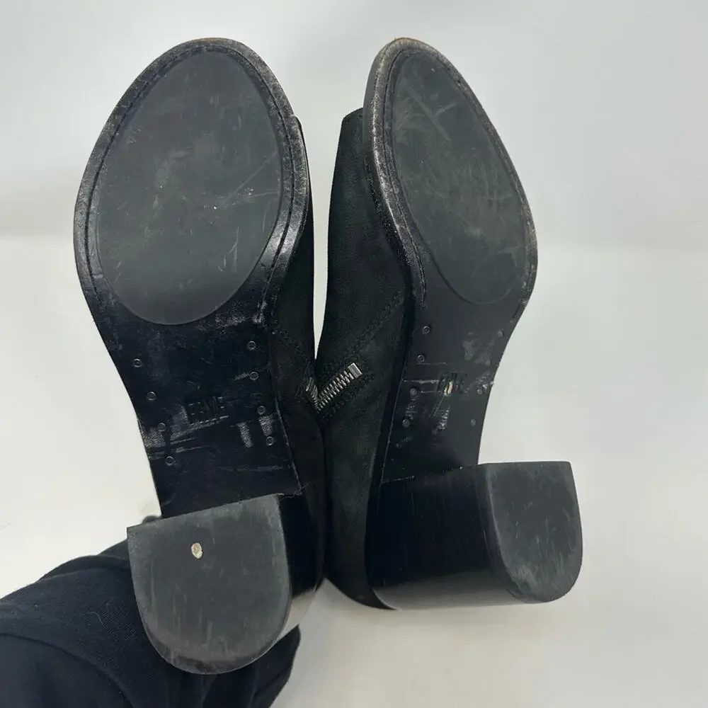 Frye Danica Chelsea Peep Toe Boot - Black Leather Heeled Size 9 Womens Shoes